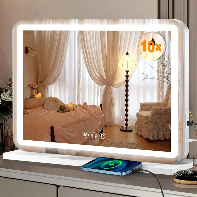 Miroir de coiffeuse 23 "x 18" avec lumières, miroir de maquillage à DEL