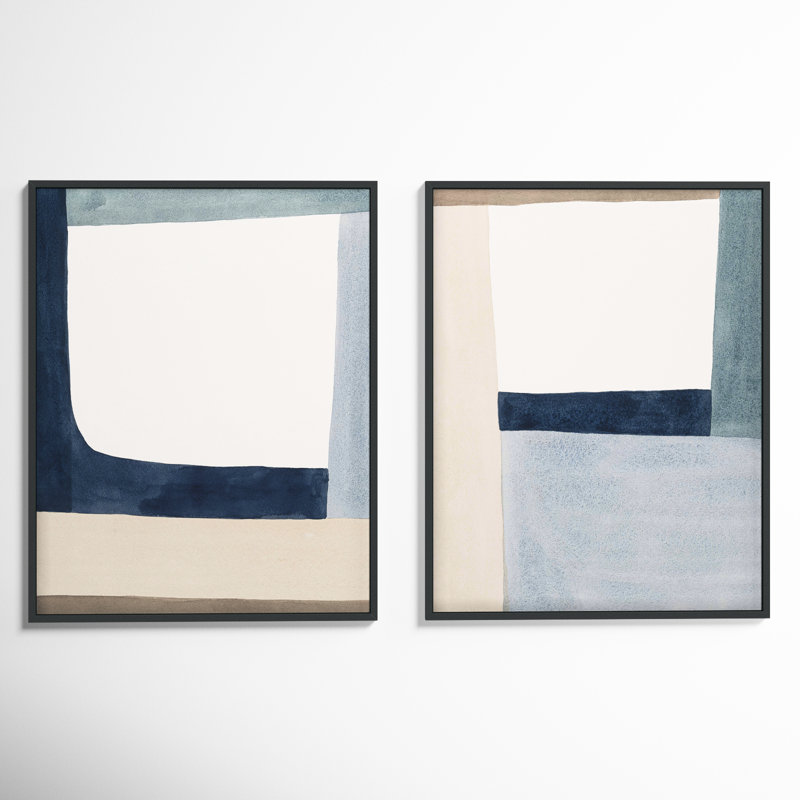 Composition In Blue by Julia Balfour, Picture Framed Canvas, 30" H x 48" W, Silver