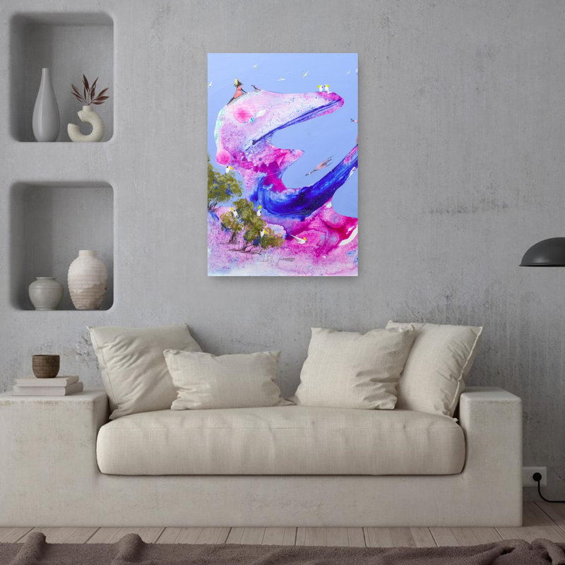«Whimsical Dreamscape Birds Colorful Dreamy Peaceful Bird Nature Landscape», reproduction d'art mural, H 36 po x l 24 po