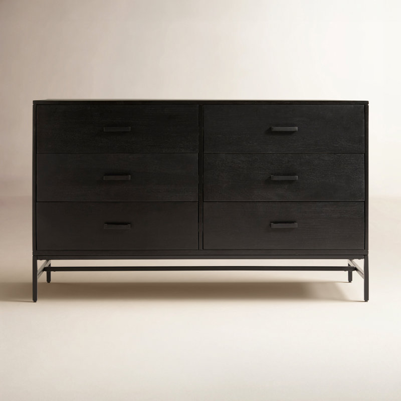 Ivywood 56" W 6-Drawer Dresser, Black