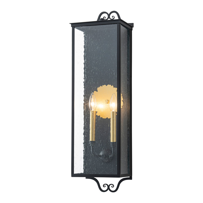 Applique murale noire avec lanterne murale et verre doré, 2, H 30,25 po x l 8,50 po x P 6,50 po