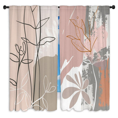 Botanical Window Curtains  Cool pattern Abstract Drapes - 2 Panels 14388