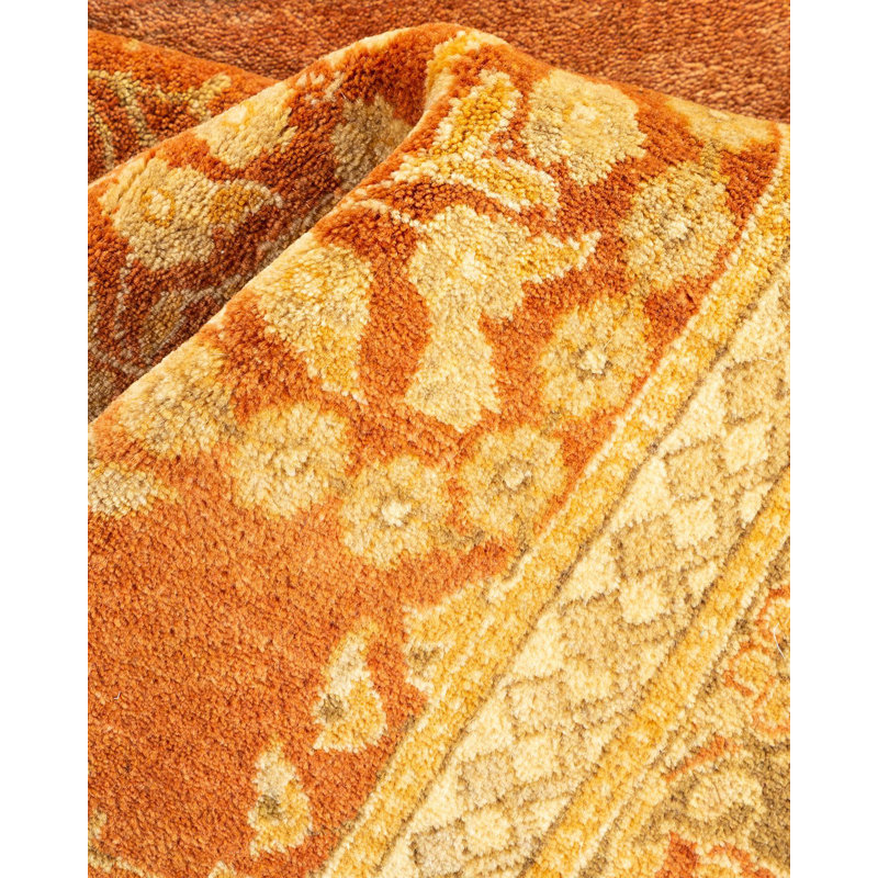 Tapis unique noué à la main Sprow - bronze, 12 pi 3 po x 18 pi 1 po