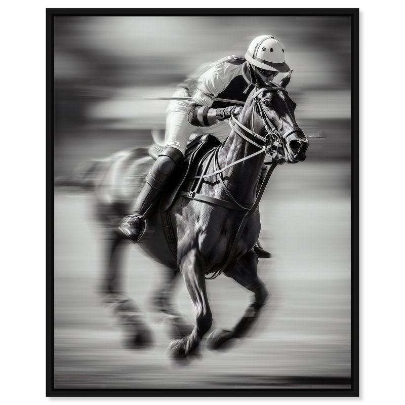 Streaking Steed BW Print by Oliver Gal, 17"H x 21"W, Black Floater Frame