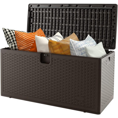 17 Stories Mehebbet 127cm W 83L Water Resistant Lockable Deck Box in Brown