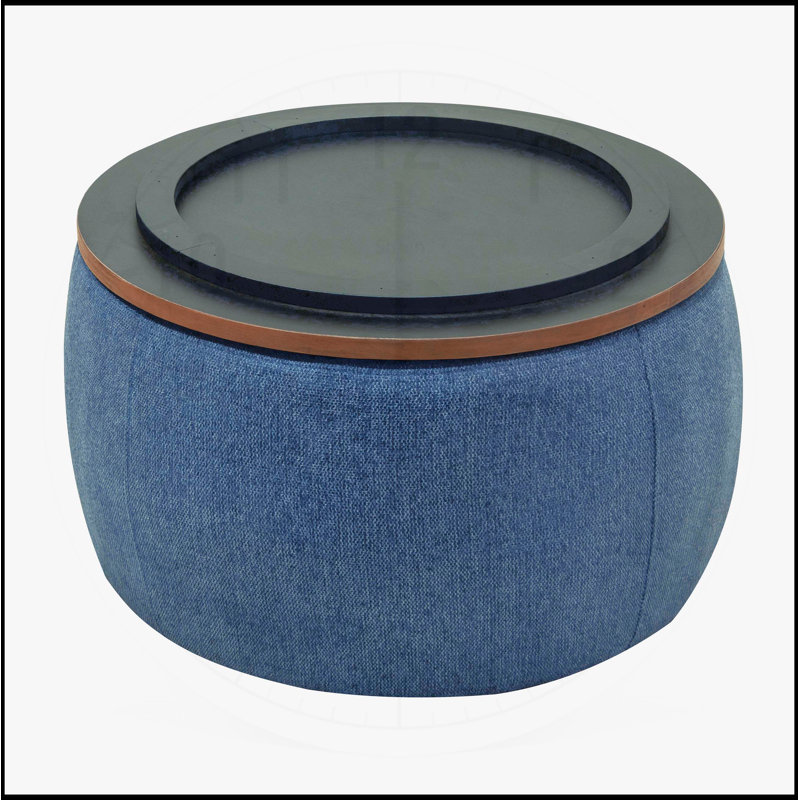Repose-pieds rond avec rangement 2 en 1, idéal comme table de bout et siège, peu encombrant et multifonctionnel, Marine