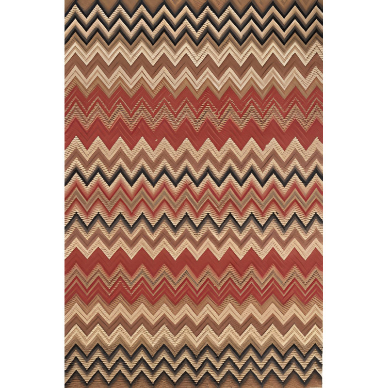 Tapis décoratif moderne multicolore à motif géométrique en zigzag foncé, Rectangle 4 pi 11,06 po x 7 pi 6,55 po