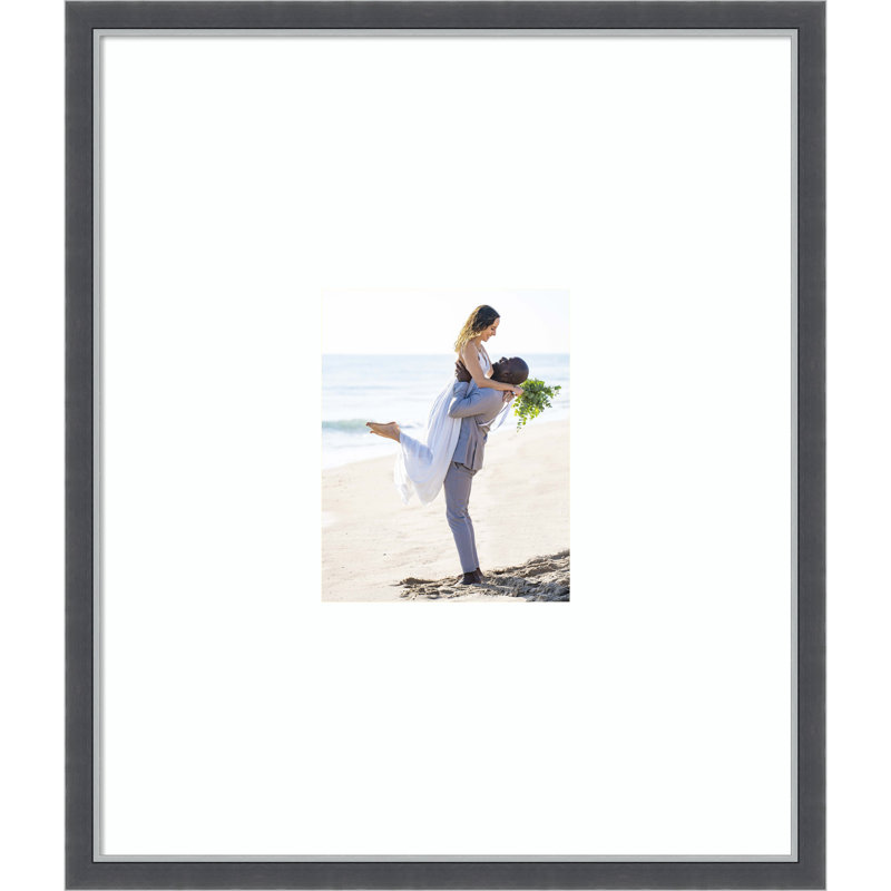 Eva Black Silver Thin Picture Frame, Smooth bright white, 22x26 Matted to 8x10