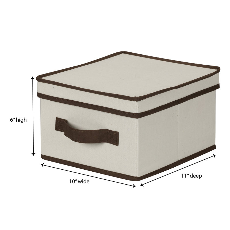 LargeStorageBoxwithLidSoftPoly-CottonCanvaswithReinforcedFrameGenerousStorageCapacityFully-RemovableLidFrontHandleVersatileFoldableandStackablewithCoffeeTrim