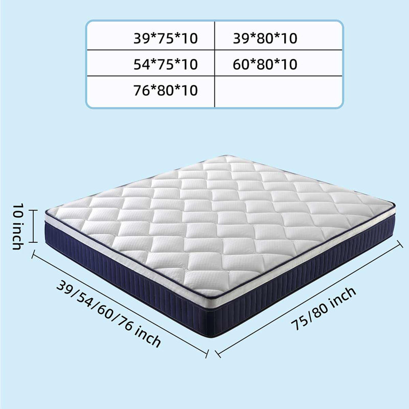 10 Inch Medium Hybrid Mattress In A Box With Pocket Spring, Pressure Relief Innerspring Mattress, Queen