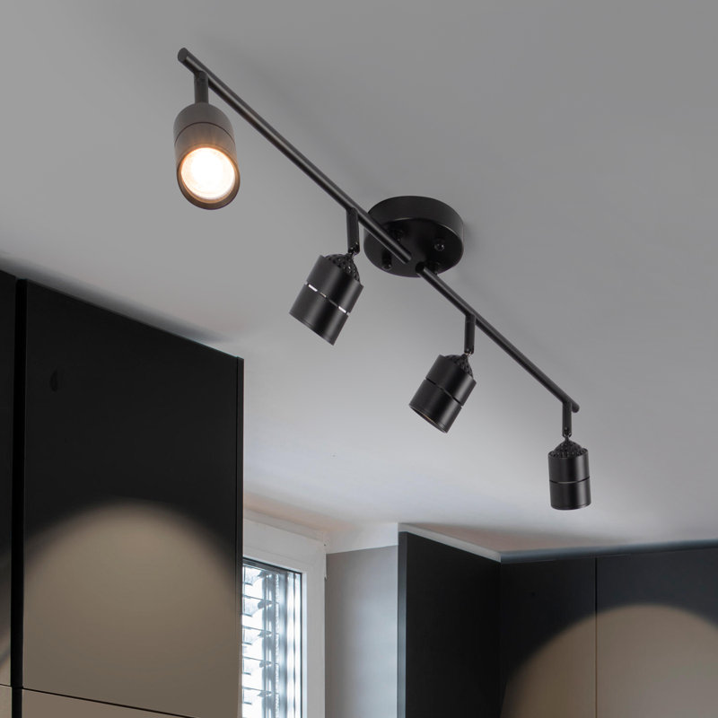 33.22'' 4 -Light Linear Track Kit Bulb Replaceable LED Ceiling Spotlight with 4 8W GU10 Bulbs 3000K, Matte Black