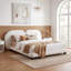 Extra Thick Upholstered Platform Bed Frame With Luxury Split Headboard, Teddy Fleece Fabric, White,King