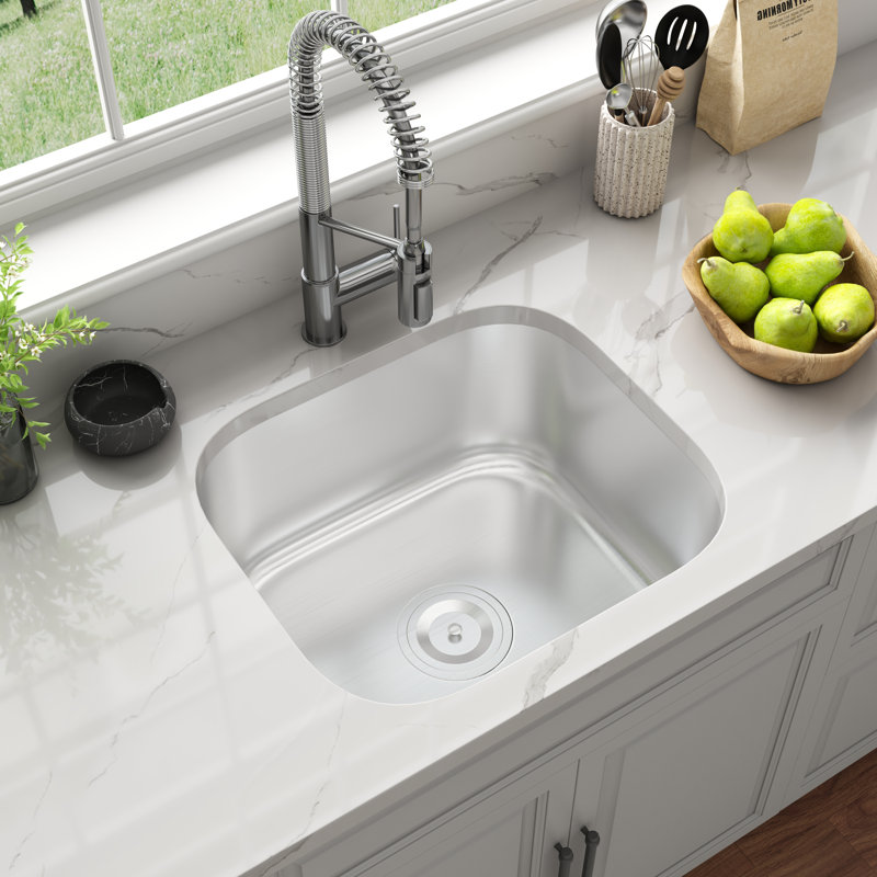 Blenzia 18 Inch Undermount 18 Gauge 304 Stainless Steel Bar Perp RV Camper Wet Bar Outdoor Single Bowl Kitchen Sink 18" x 16" x 8"
