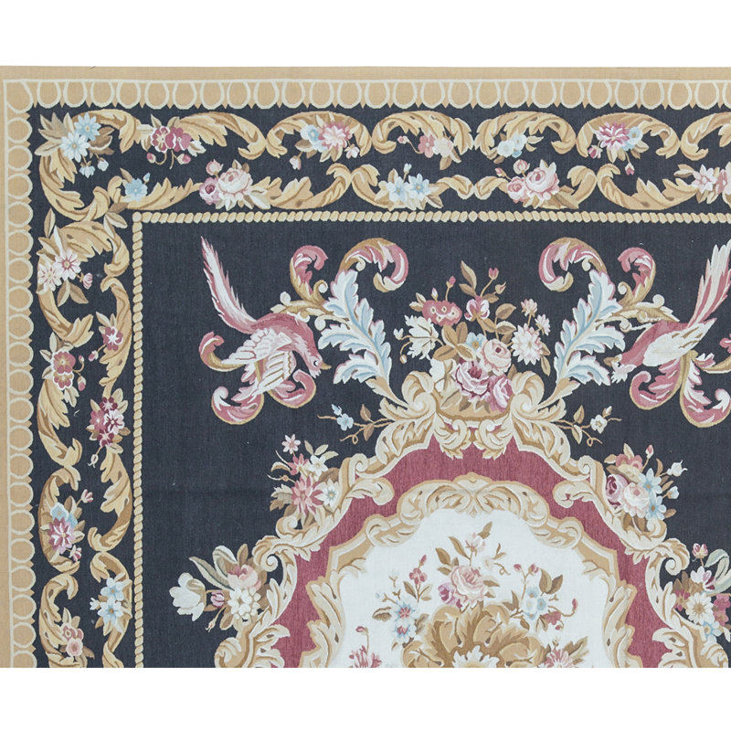 Hand-Knotted High-Quality Black and Gold Area Rug