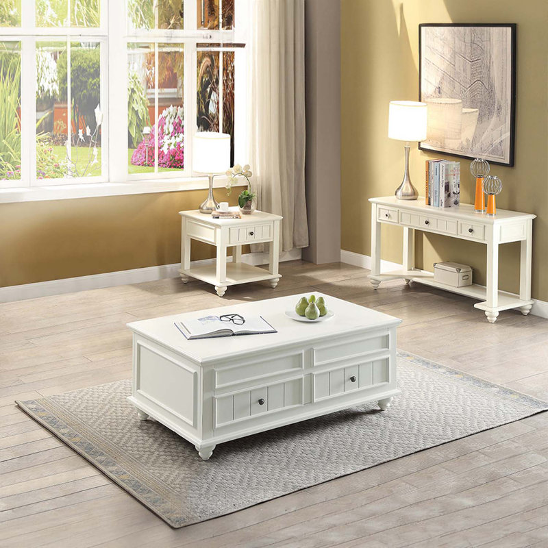 Table de bout Natesa, finition blanchie