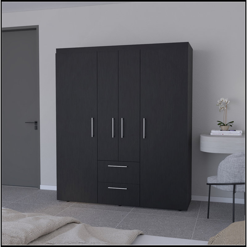 Armoire Elma, chambre à coucher, noir, Noir