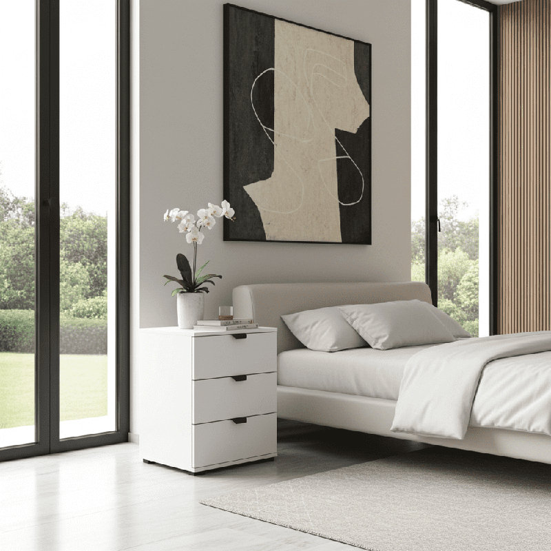 Camalla 45cm W Manufactured Wood Bedside Table, White