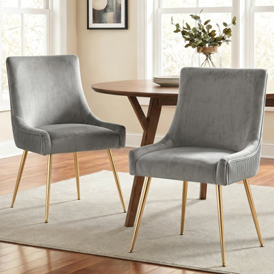 Chaise d'appoint rembourrée en velours avec pieds dorés 