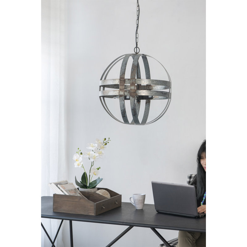 Lustre galvanisé à 4 lumières, luminaire suspendu avec chaîne réglable pour le vestibule de la salle à manger de la cuisine, ampoule non incluse