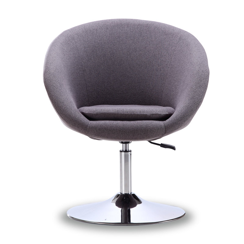 Helmuth Upholstered Swivel Barrel Chair, Gray Cotton Twill