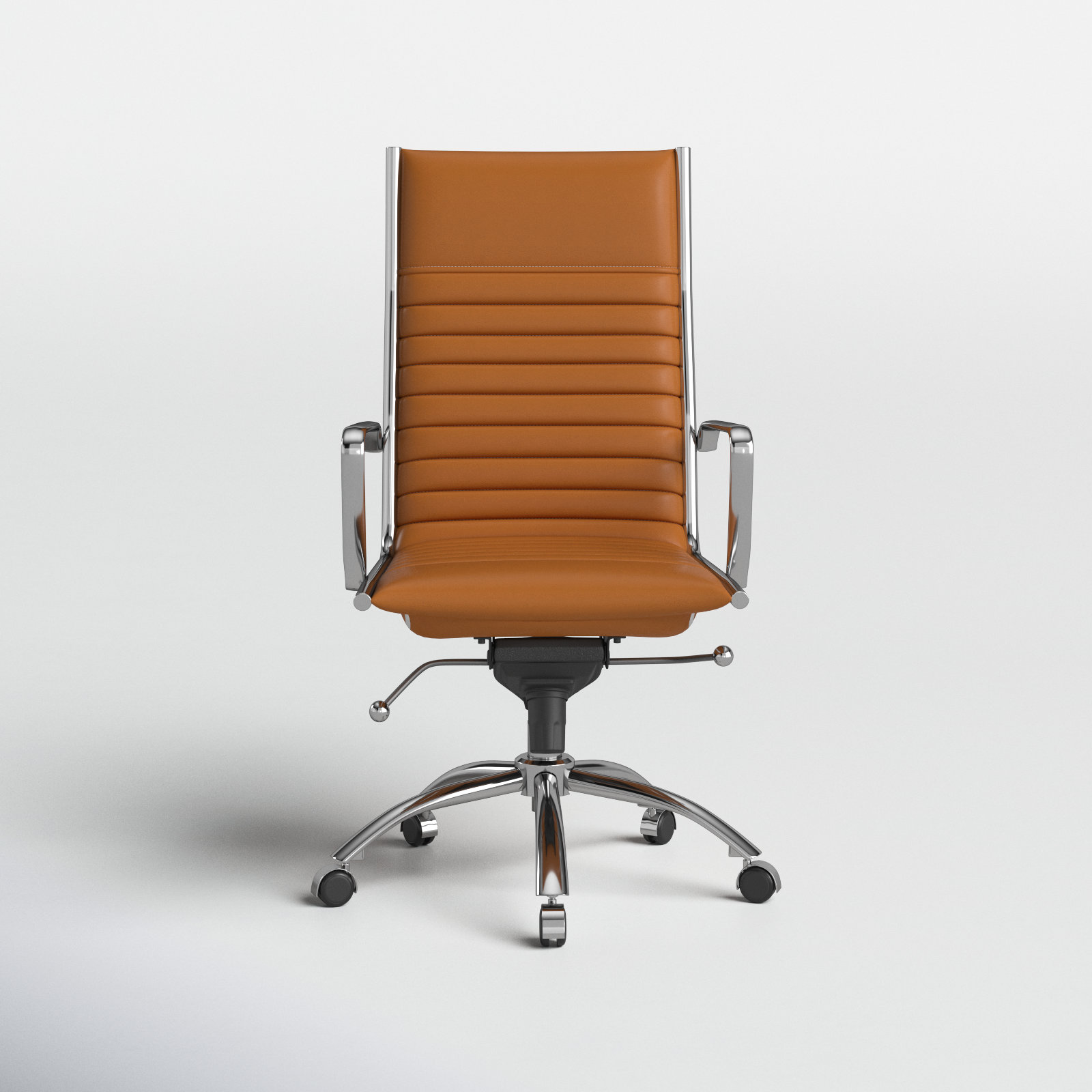 Naida Swivel Office Chair, Chrome, Dark Caramel