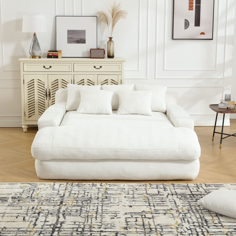 Chaise longue rembourrée Allianna, Beige