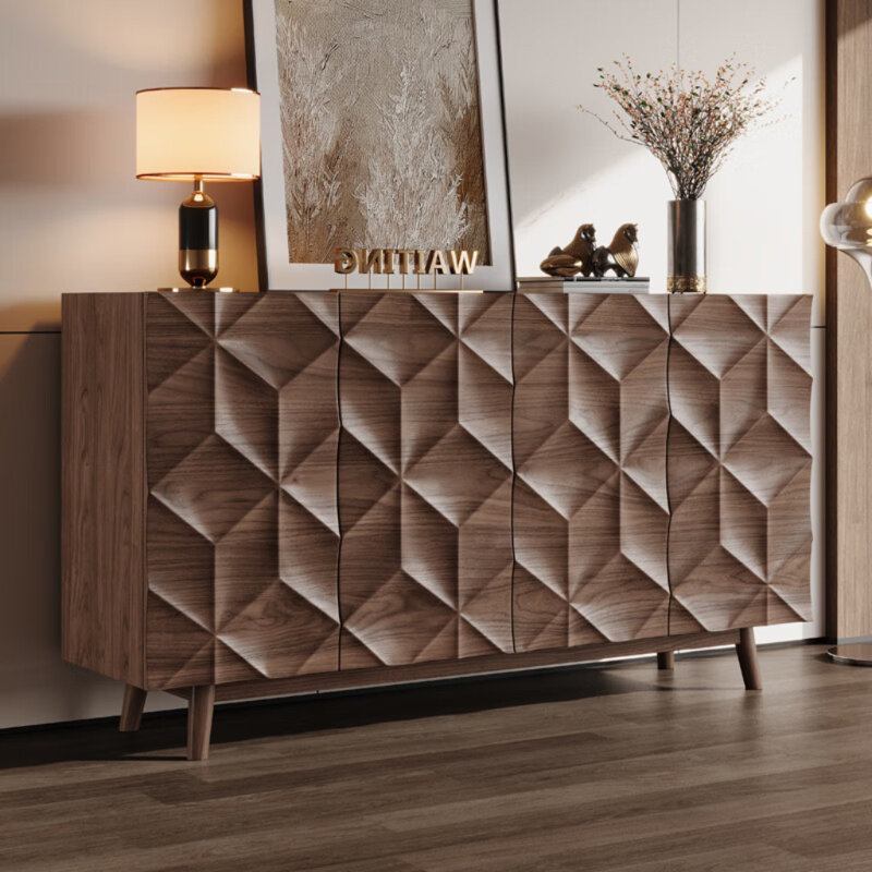 Buffet rétro et simple sculpté, H 35,43 po x l 59,06 po x P 15,75 po