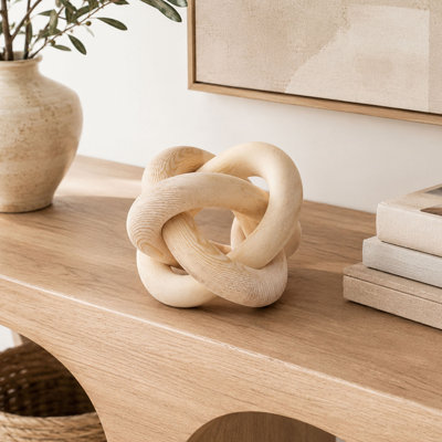 Naturel à 3 maillons en bois pour la décoration de table basse, objet de chaîne en bois