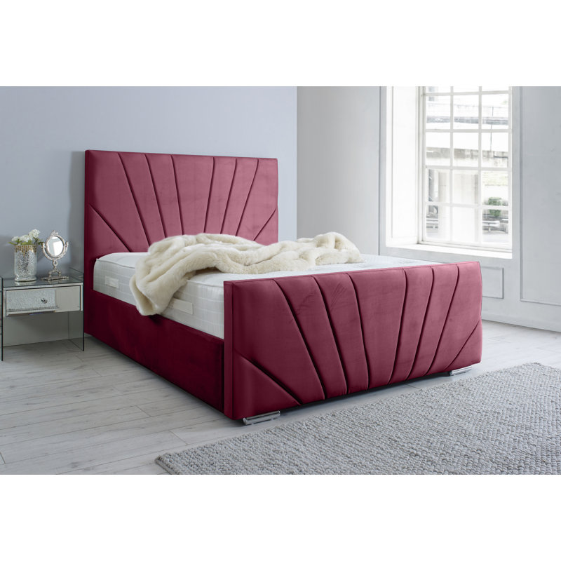 Akevia Upholstered Bed, Single (3'), Maroon