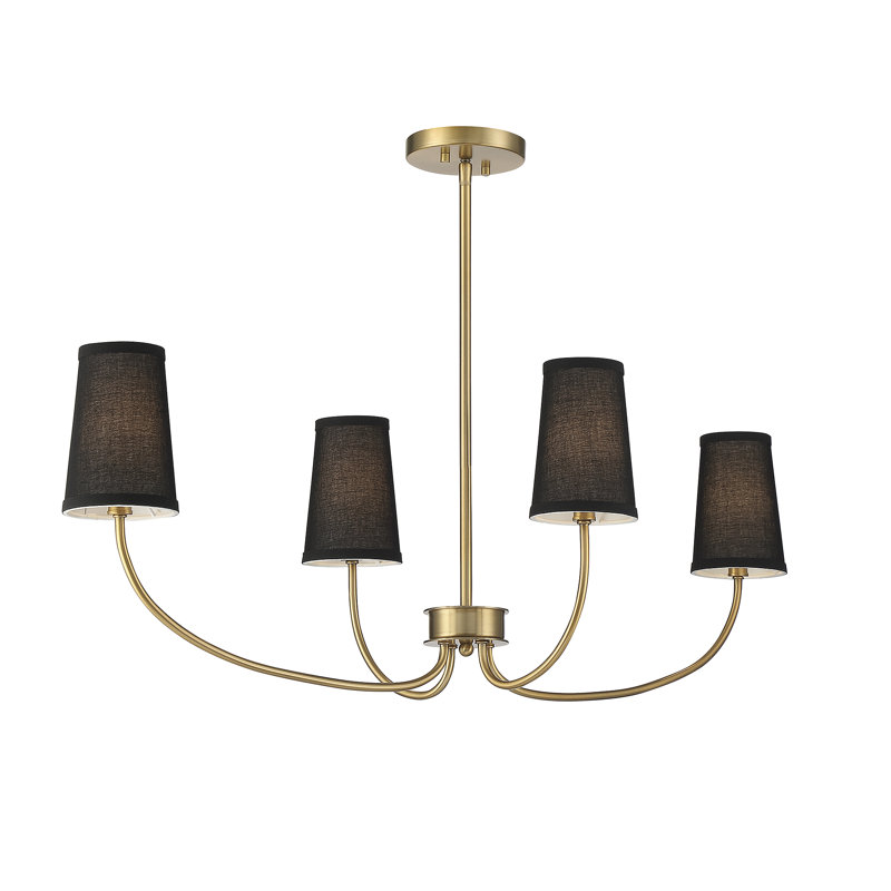 Lustre 4 lumières Meridian en laiton naturel