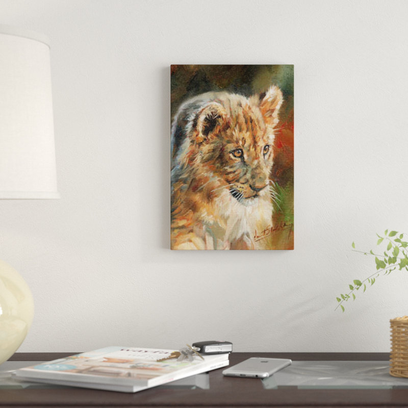 « lion cub », impression sur toile, H 60 po x l 40po x P 1,5 po, Toile tendue, Pas de tapis