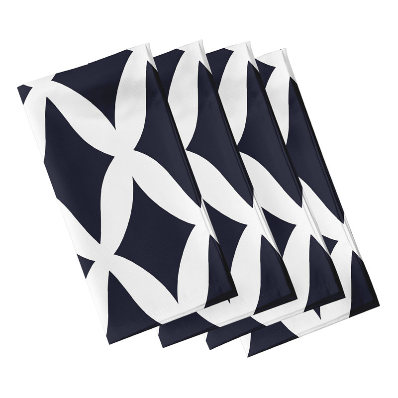 Chelsey-May Polyester Geometric Square Napkin, Navy