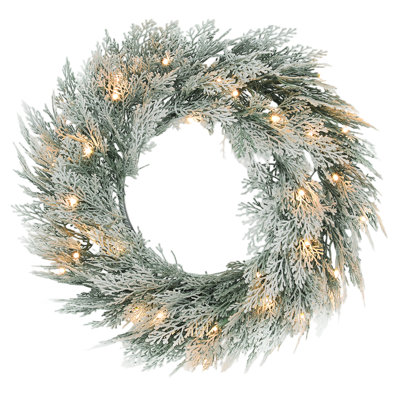 Handcrafted Faux Lighted Polyethylene Plastic, Metal 60cm Wreath