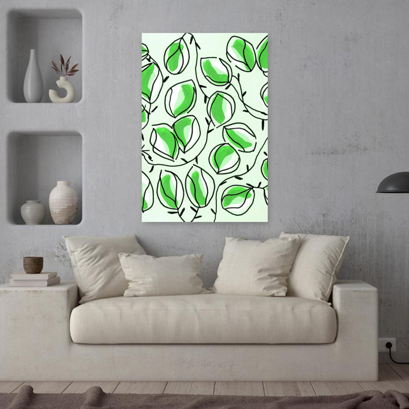 Graine de graines, art mural vert contemporain, H 36 po x l 24 po