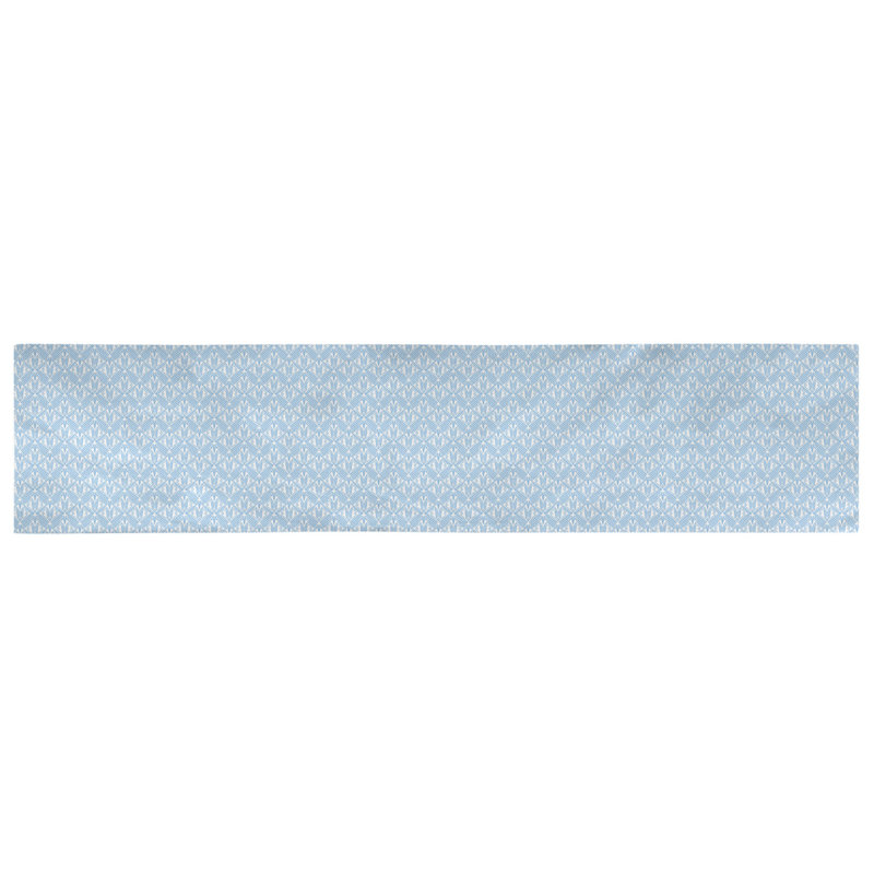 Chemin de table art déco Avicia, 72 po x 16 po, Polyester sergé, Bleu sarcelle