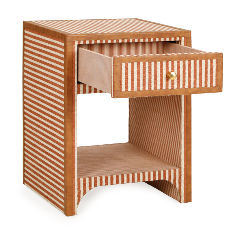 Kora Terracotta Cotton Jute Designer Nightstand, Red