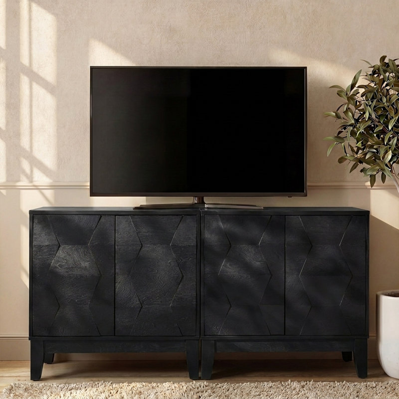 Iasiah 2-Door Solid and Manufactured Wood Accent Cabinet , Black