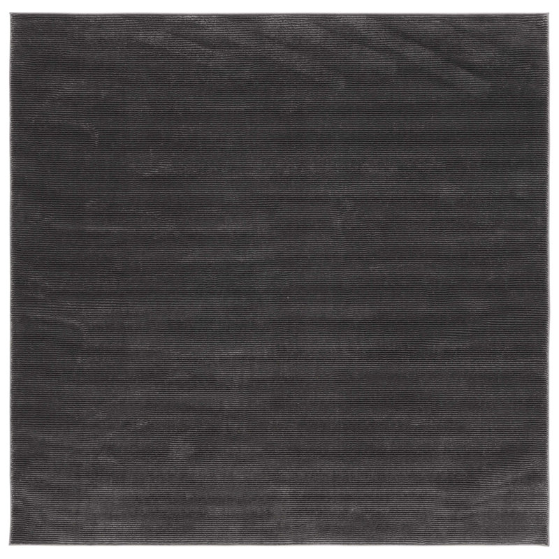 Tapis gris anthracite tissé à la machine de couleur unie, Carré 6 pi 7 po