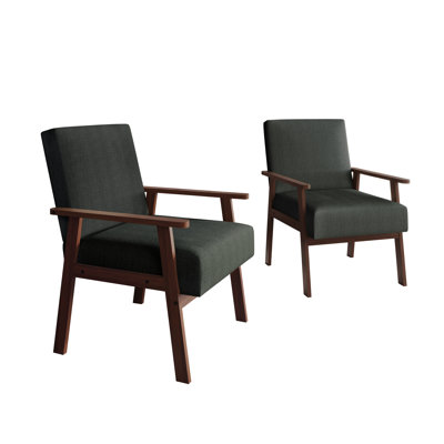 ACCENT CHAIR IN CHARCOAL GREY LINEN Set of 2