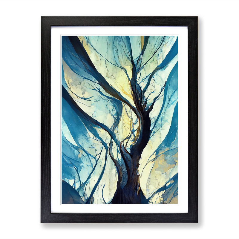 Branches Of A Tree No.6 - Painting, 66cm H x 48cm W x 2cm D, Black Framed, White