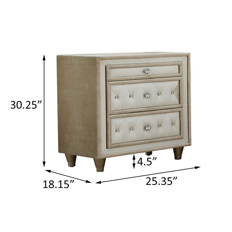 Domenick Bedroom Set, Beige, King, 4 Pieces: Bed, Dresser,Mirror,Nightstand