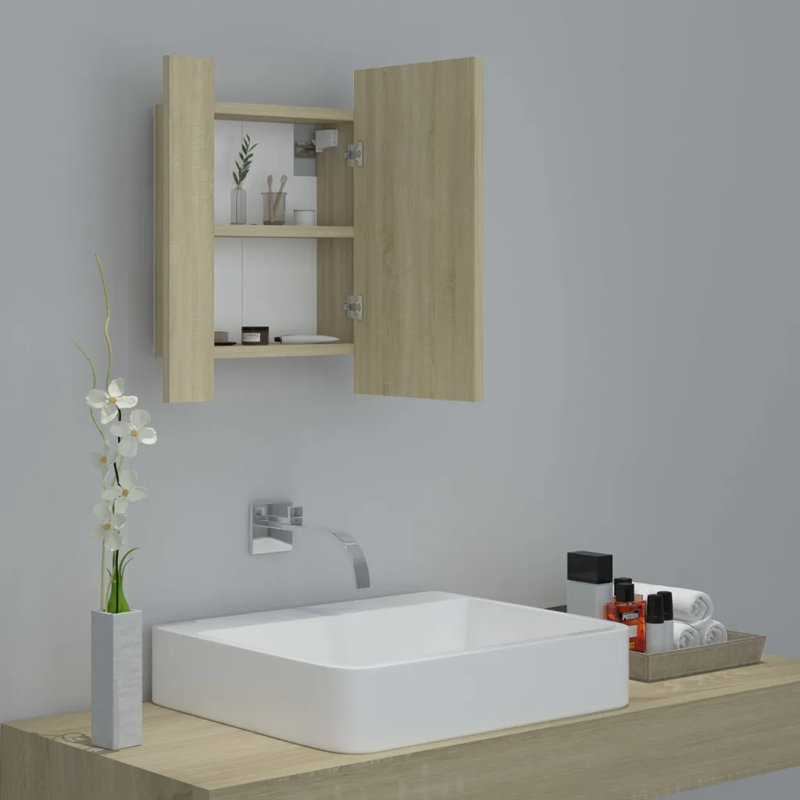 LED Bathroom Mirror Cabinet 40x12x45 cm Acrylic, Sonoma Oak