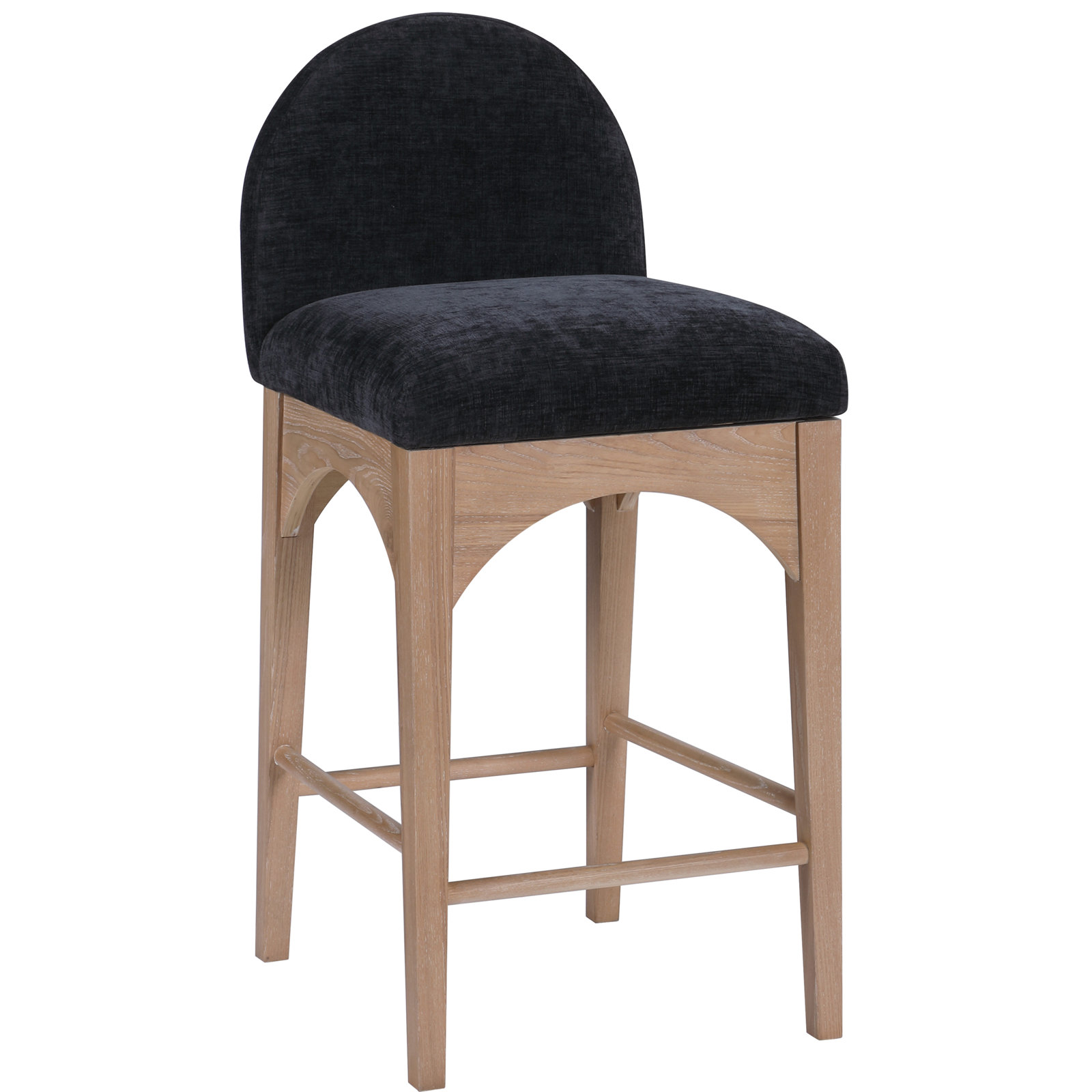 Waldorf 27" Bar Stool, Black Chenille, Natural
