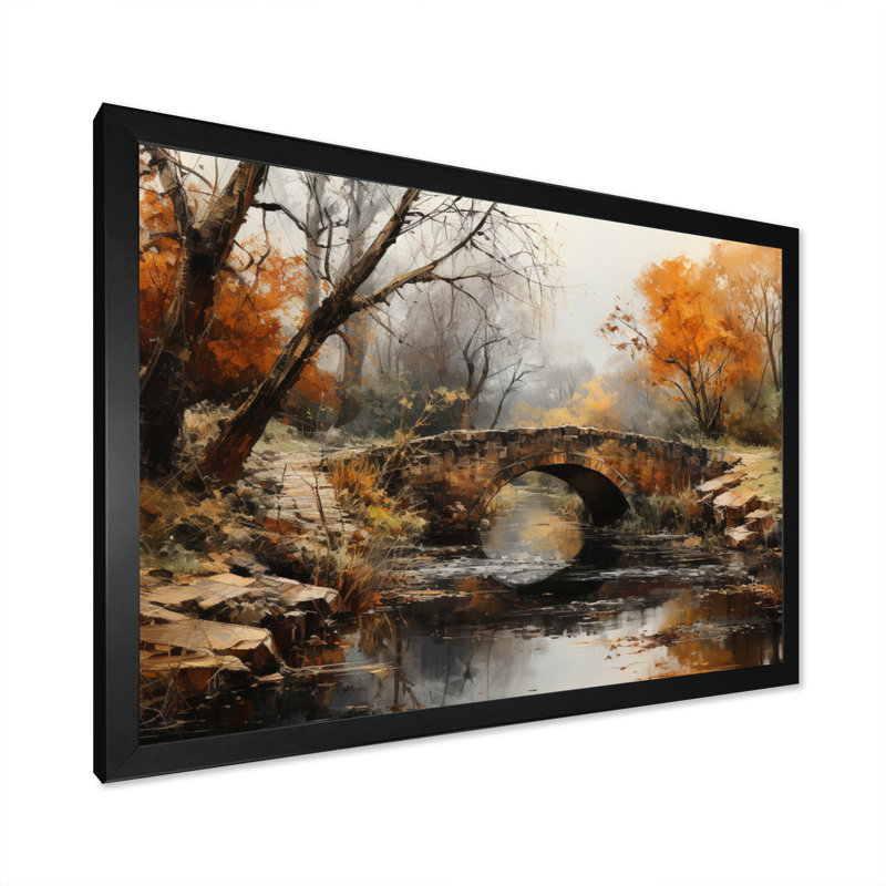 «Beige Bridge Whispers Of History III», reproduction d'art sur toile, H 12 po x l 20 po x P 1 po, Cadre photo noir