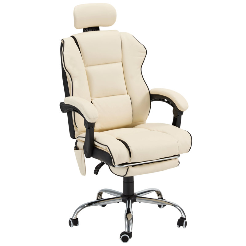 Inbox Zero 6-point Massage Office Chair With Footrest, Heated Executive Office Chair With Reclining Backrest, Ergonomic Gaming Chair With Padded Armrest,
