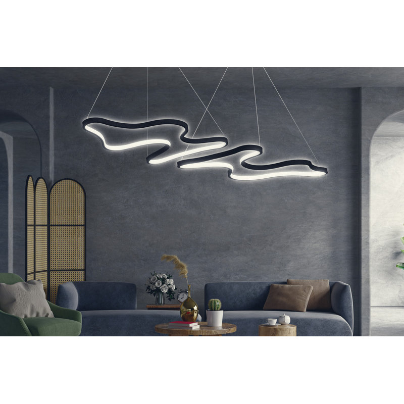 Chidalu LED Chandelier, Black/White