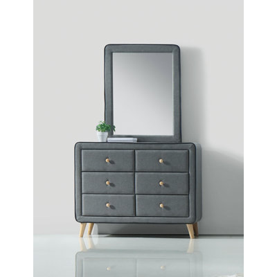 Commode double 6 tiroirs avec miroir Cleitus