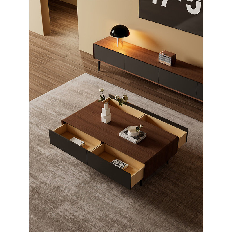Table basse Modern Light Luxury, Brun / Noir