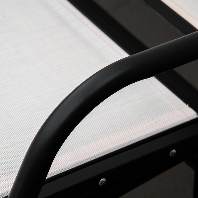 Banc coulissant crème blanc pour patio avec filet respirant, structure en métal, pour les sièges extérieurs en filet, blanc, véranda et balcon