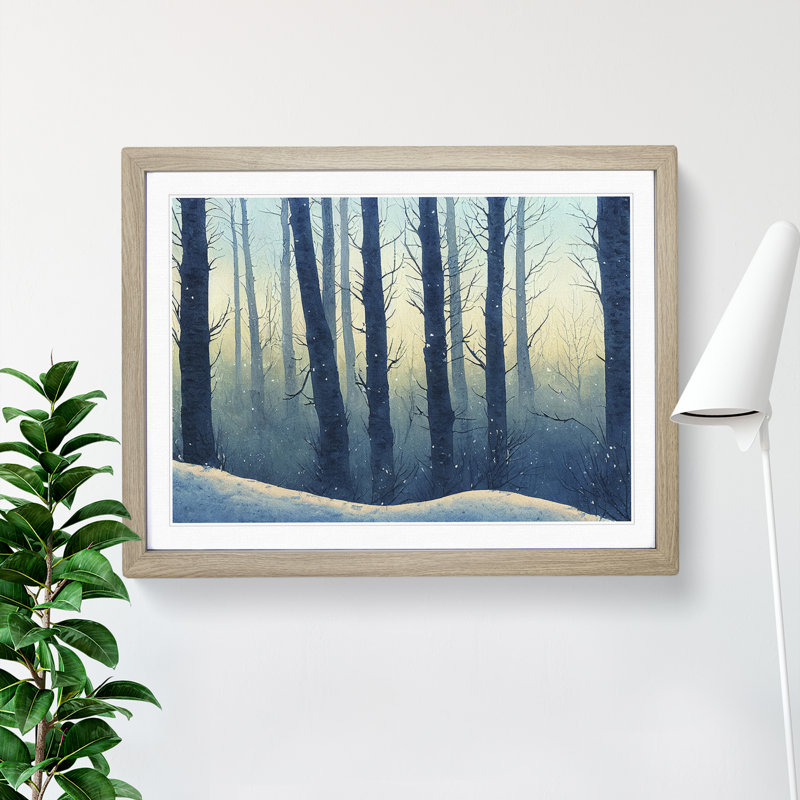 Winter Forest Watercolour Vol.5 - Framed Print, 25cm H x 34cm W x 2cm D, Oak Framed